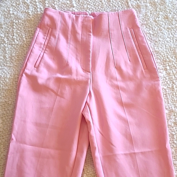 ZARA Bubblegum Pink High Waisted Trousers / Cigarette Pants Size Small - Picture 3 of 13